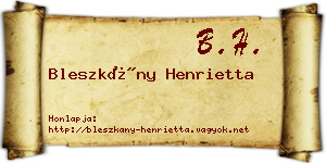 Bleszkány Henrietta névjegykártya